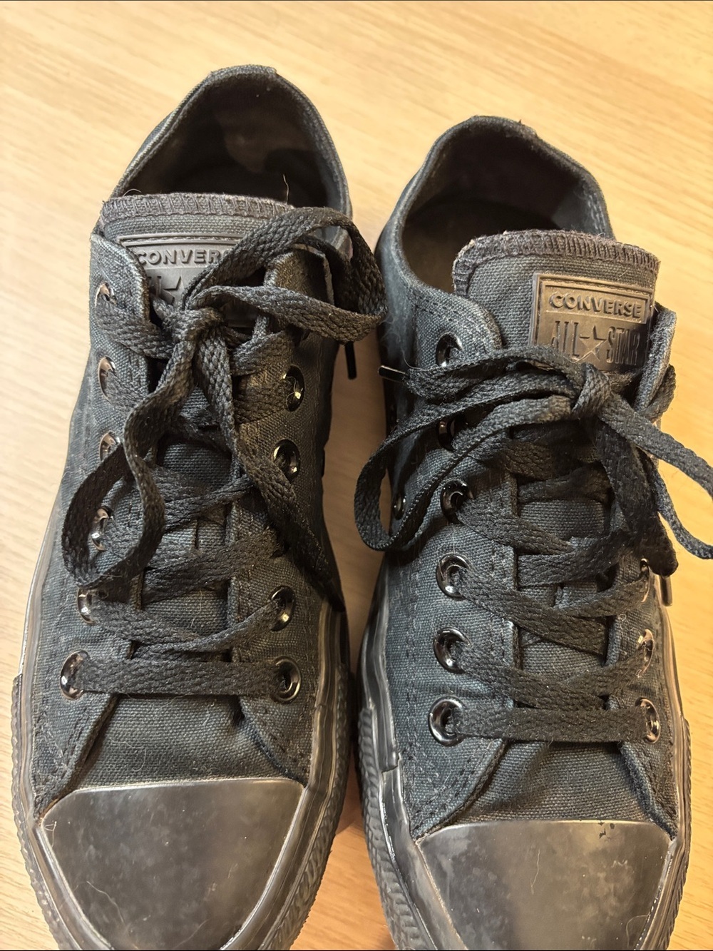 Converse Classic Low-Top Ox Black Monochrome Canvas Sneakers - Picture 5 of 8